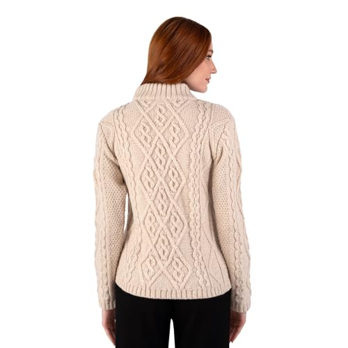 Image of SAOL Wool Sweater for Women Ireland Cable Knitted Jumper