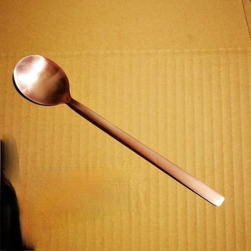 Thick Long Handle Pure Copper Spoon, Dinner Brass Spoon, Soup Spoon, Copper Spoon, Copper Tableware (Copper A 21.5CM)