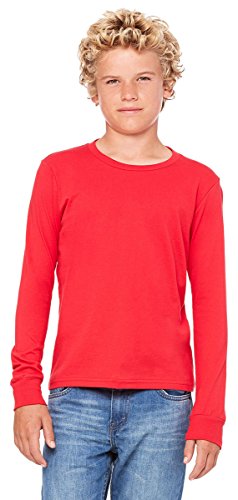 Bella + Canvas Youth Jersey Long-Sleeve T-Shirt S RED