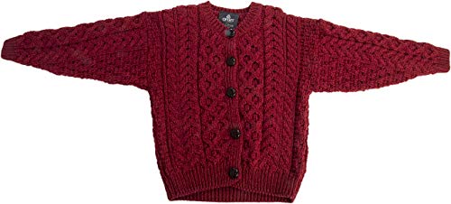 100% Irish Merino Wool Little Girls Aran Sweater With Front Button 3-5 Years #TOP4