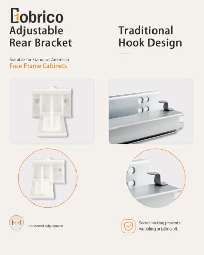 Image of Gobrico 21 inch Soft Close Under Mounting Drawer Slides, Concealed Rear /Bottom Mounted Drawer Glides Runners, Locking Device Mounting Screws Included, 12Pair Contractor Pack