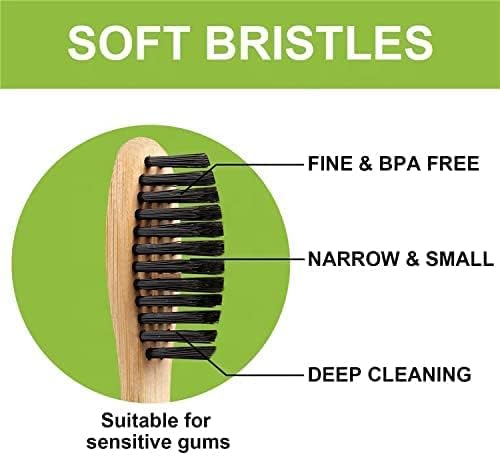 3 Pack of Eco-Friendly Charcoal Bamboo Toothbrushes l Natural Bamboo l Biodegradable Handle, BPA Free Soft Bristles - Image 4