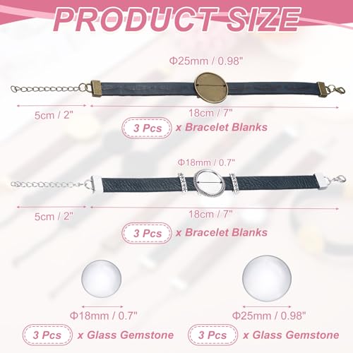 Pulsera en blanco para joyería de aleación con base de bisel de 18 y 25 mm 2