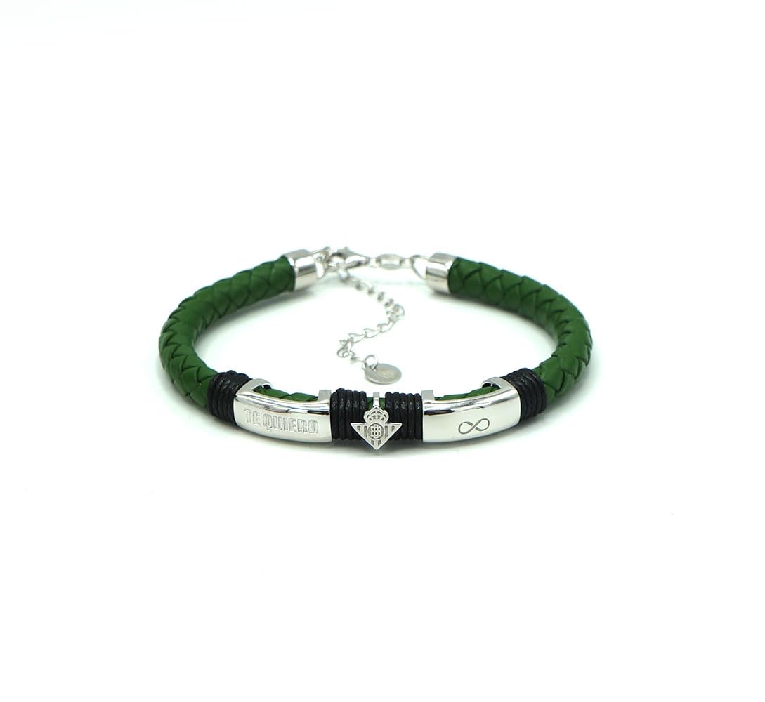 Pulsera Oficial Real Betis en cuero y acero. TE QUIERO con Tarjeta