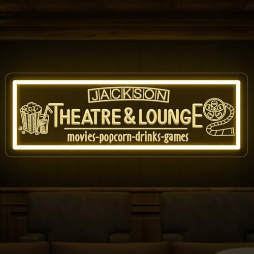 Personalized Movie Theater Sign, Custom Home Cinema LED Light Wall