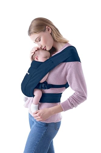 Ergobaby Embrace Babytrage für Neugeborene ab Geburt Extra Weich, 2-Positionen Bauchtrage Baby-Tragetasche Ergonomisch, Midnight Blue