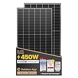 Solakon Solarpanel 450W, Bifazial Glas-Glas N-Type Solarmodul, 40v Monokristalline Solarmodule/Solar Module für Balkonkraftwerk/Solaranlage, 450w Solar Panel für Photovoltaik Komplettanlage (1 Stk)
