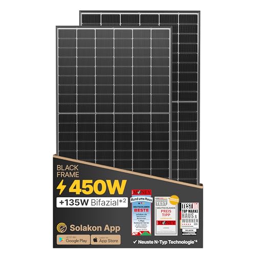 Solakon Solarmodul 450W, bifazial, für Balkonkraftwerk und Solaranlage