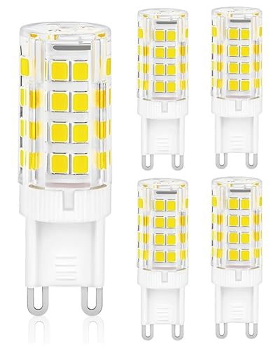 DAFNE Paquete de 5 bombillas LED G9, luz blanca cálida 4000k 600lm 7W equivalente a una lámpara halógena de 60W, bombilla G9 CA 220-240V sin parpadeo, para dormitorio, sala de estar, jardín, cocina