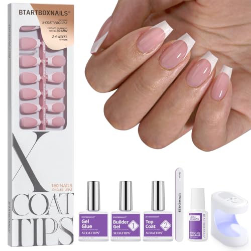 BTArtboxnails XCOATTIPS French Tip Press on Nails - Short Coffin