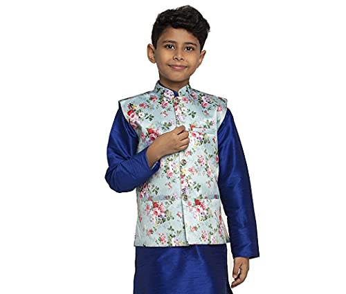 Image of KRAFT INDIA Boys Satin Printed Nehru Jacket Only