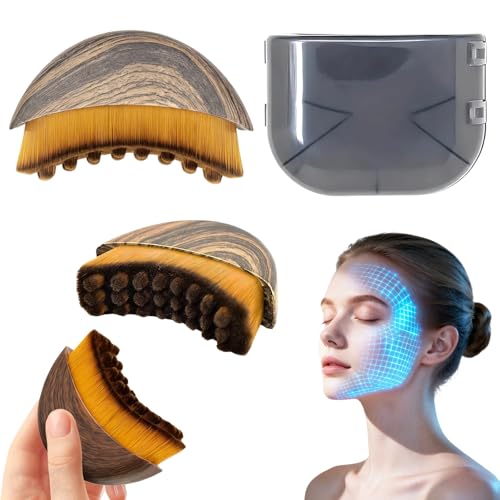 Feegela Spazzola Linfatica Viso - Massaggiatore Viso Lifting con Setole Morbide in Nylon, Spazzola per Drenaggio Linfatico e Contorno Viso, Design Ergonomico per Massaggio Viso (wood color, Small)