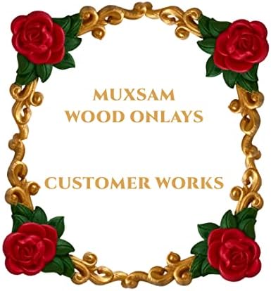 MUXSAM Wood Carved Corner Onlay Applique Door Cabinet Rose Unpainted European Style (4pcs-12cm)