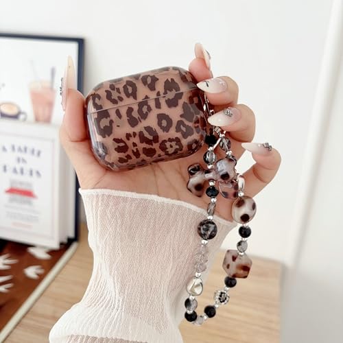 Coque AirPods Pro 3 motif léopard gris JANDM chic avec dragonne
