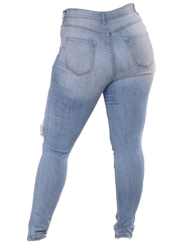 Andongnywell Plus Size Ripped Stretch Jeans Women Slim Skinny Denim Jean High Waist Hole Trousers Pants3