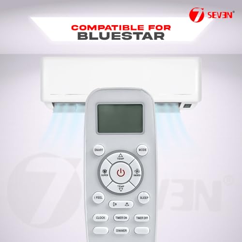 Image of 7SEVEN Compatible for Blue Star AC Remote Original 197 Model Suitable 1 1.5 2 Ton Split and Window Air Conditioner - Make Sure Existing Remote Control Match Exactly of Each Keys