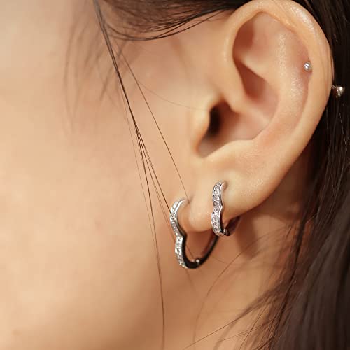 Small Sterling Silver Heart Hoop Earrings for Girls Women Hypoallergenic Love Heart Pink Blue Earrings Jewelry Girl Hoop Earings 4 Pairs2