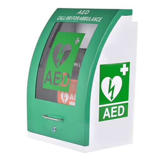 FBJAMZ Gabinete de Almacenamiento DEA montado en la Pared, Caja de Alarma desfibrilador DEA Multifuncional, Adecuado para el hogar, la Escuela, el Club y el Grupo