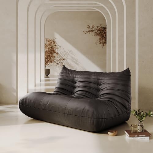 Foam Bean Bag Chairs for Adults,Big Faux Leather Bean Bag Sofa,Floor Lazy Couch for Living Room Bedroom Dorm Office