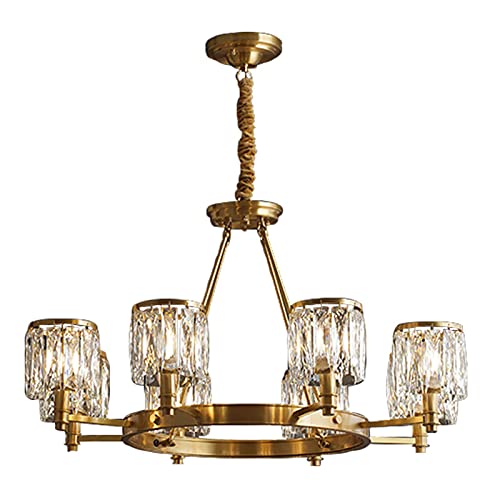 Lustre en cristal de luxe en cuivre - Plafonnier moderne pour salle à manger