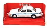 Originalverpackt: Box DieCast Metall Miniaturmodell Modellauto 1:36-39 Ford Crown Victoria Chicago Polizei 1999 weiss PKW Welly