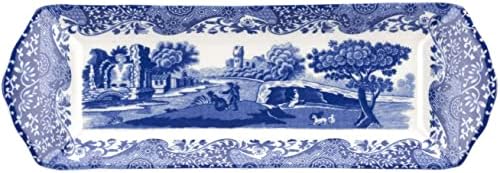 Spode Blue Italian Small Tray | Serving Platter for Tea Sandwiches, Desserts, and Appetizers | Porcelain | Measures 9-Inches | Dishwasher Safe (Blue/ White)
