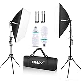 EMART Softbox Fotostudio Set, 50×70 cm Softboxen mit 135W und Transporttasche, Beleuchtung für Fotostudios für Porträtfotografie, Studio und Videoaufnahmen(2 Pack)