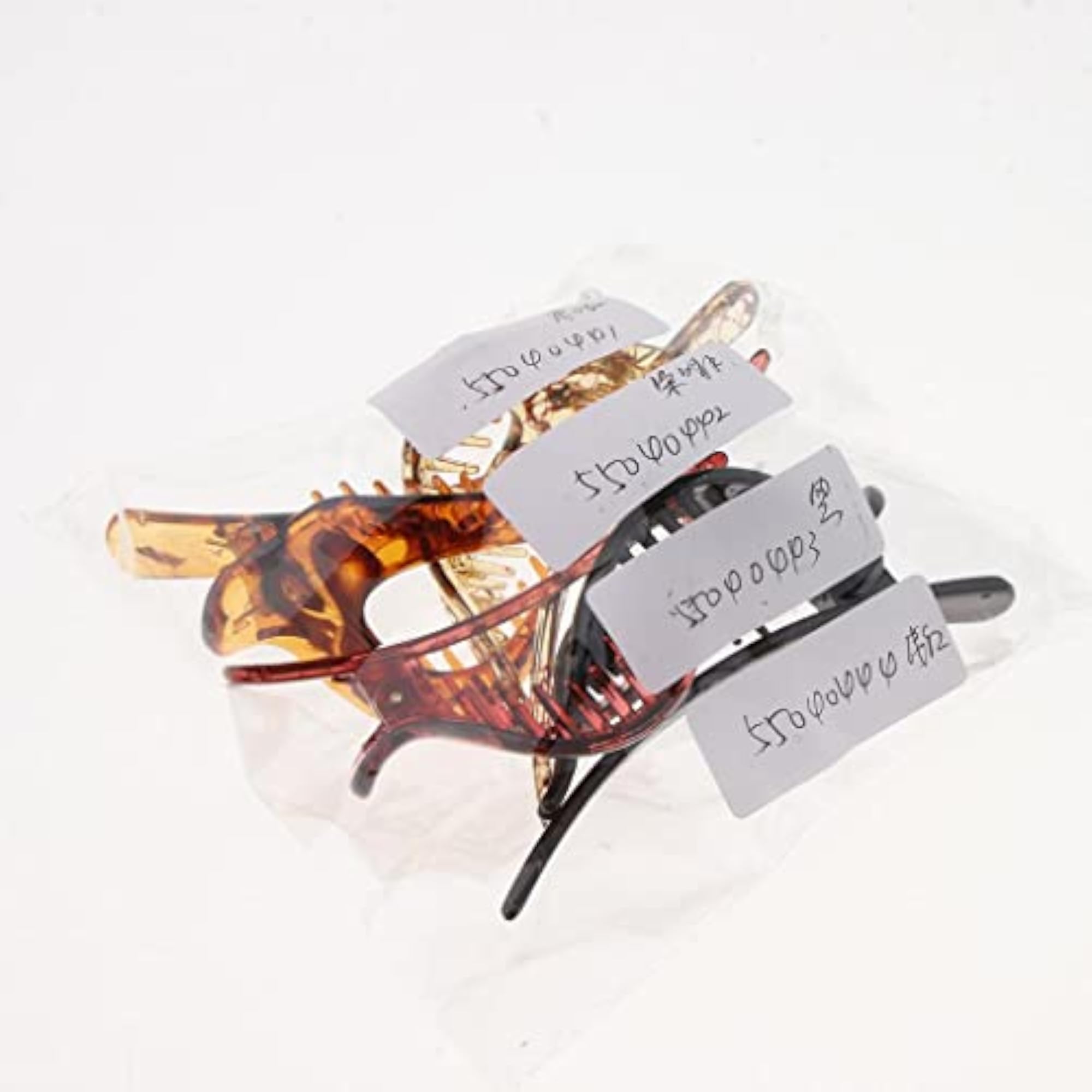 3x Large Heart Shaped Acrylic Hair Claw Clips, Light Coffee