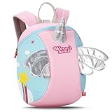 PROTAURI Rucksack Kinder für Mädchen 2-5 Jahre, Kindergartenrucksack mit Sicherheitsleine Kita Rucksack Wasserabweisend und Leicht, Rosa