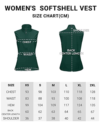 Outdoor Ventures Softshell Weste Damen Ärmellose Jacke Laufweste Leicht Winddicht Warm Fleeceweste Stehkragen Sport Golf Weste mit 4 Taschen für Wandern Camping Dunkelgrün 2XL