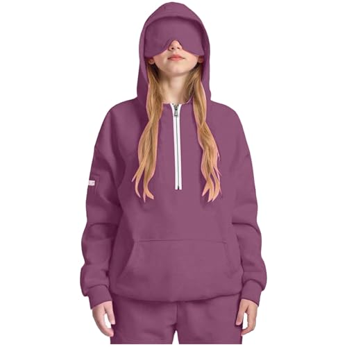 Kids Girl Boy Brunch Half Zip Up Jackets Hood Outfit Sweatshirts for Child Long Sleeve Pullover with Hood Plain Fall Winter Hoods 2025 Clothes Y2K 5 Years