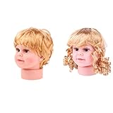 Material de alta calidad: PVC H HILABEE 2 Piezas De Maniquí De Niña Y Niño Maniquí Cabeza Pelucas Niño Gafas Sombrero Exhibición S