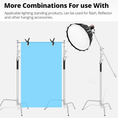 Miniatura 7 de Ambitful Soporte C De Acero Inoxidable Resistente Con Brazo De Pluma Altura Máxima De 320 Cm 10.5 Pies Soporte De Luz De Fotografía Con Brazo De Sujeción De 128 Cm 4.2 Pies, 2 Cabezales De Agarre