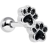 Body Candy 16G Womens 316L Stainless Steel Paw Print Top Ear Cartilage Earring Helix Tragus Jewelry 1/4'