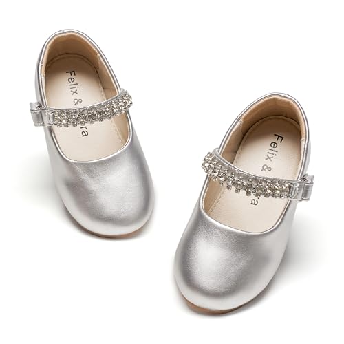 Image of Felix & Flora Toddler Flower Girl Dress Shoes - Baby Girl Ballet Mary Jane Flats for Party School Wedding