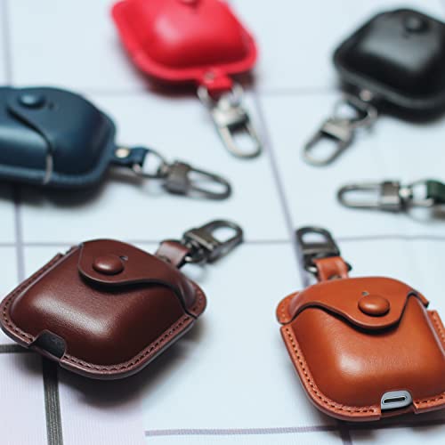 Image of Case Cover for Apple AirPods Pro 1 | Premium Leather Case with Carabiner | Only for Apple Airpods | Light Brown