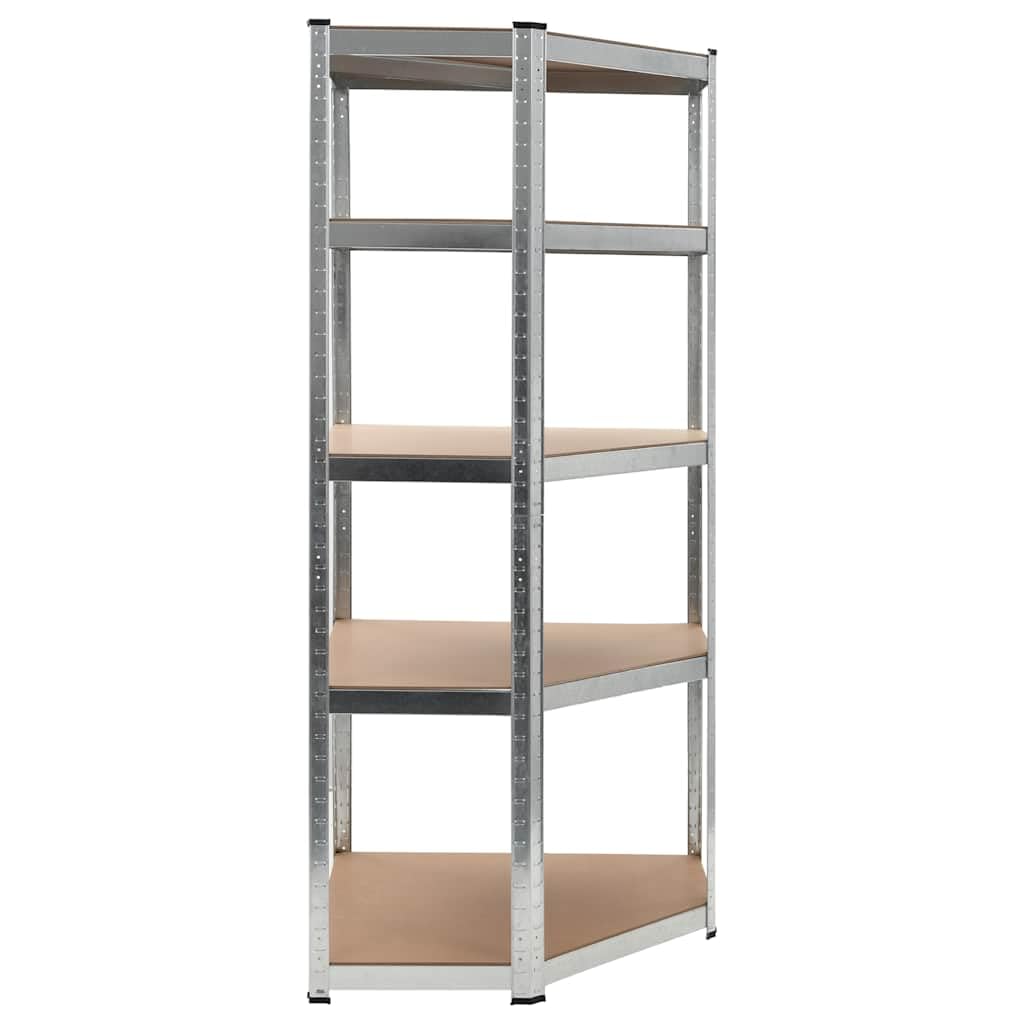 Scaffale angolare con 5 ripiani, scaffale per carichi pesanti in acciaio zincato e legno 75 x 75 x 180 cm, scaffale per cantina, garage e officina