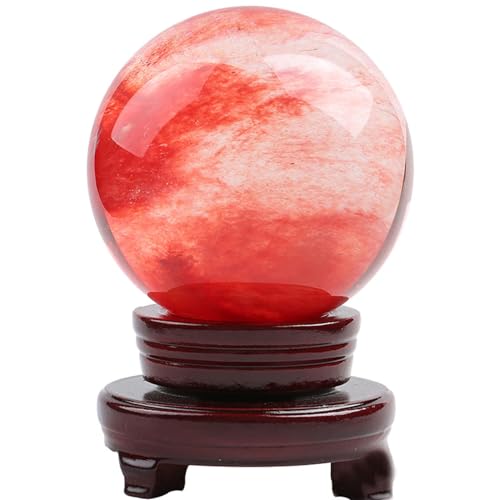 Boule de cristal rouge et son socle de qualité pour décoration