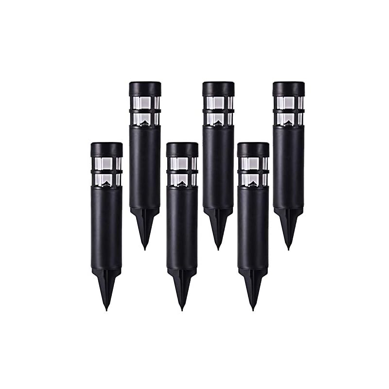 SUNWIND Solar Garden Lights Outdoor LED Bollard Solar Powered Path Lighting for Patio Pathway Backyard Lawn Landscaping (Black-6 Pack)