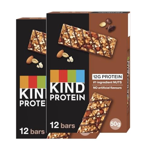 KIND Protein Bars, Gluten Free Snack Bars, Milk Chocolate Latte, High Fibre, Healthy Snack, Source of Protein, No Artificial Colours, Flavours or Preservatives, Multipack 24 x 50g