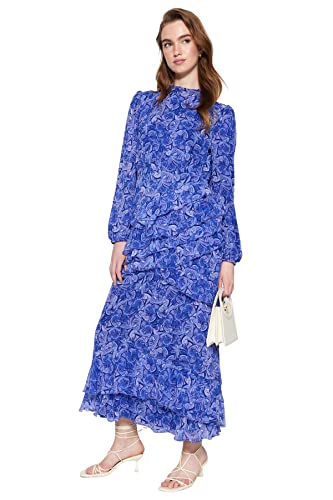 Robe violette à volants fluide au mouvement gracieux pour femme