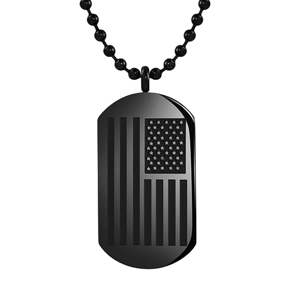 Edforce Stainless SteelNational Flag Dog Tag Pendant with 26" Ball Chain Necklace