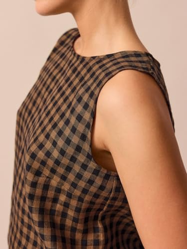 Image of Womens 2 Piece Lounge Sets Cotton Plaid Crop Top High Waisted Baggy Ankle Barrel Pants Gingham Matching Set