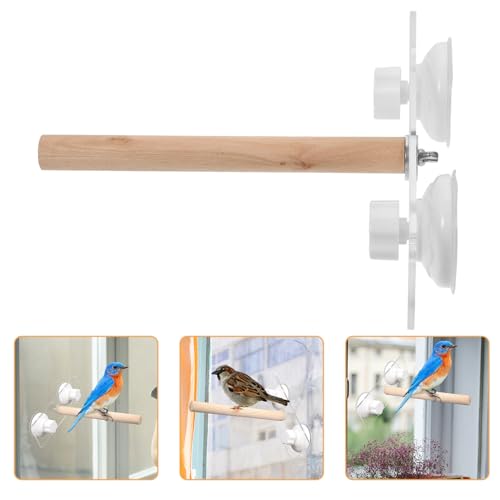 POPETPOP Wear-Resistant Bird Stand with Suction Cup Parrot Perch for Cage and Window Mount Compact 8.66 Inch Durable Parrot Accessory for Small Birds - Image 2
