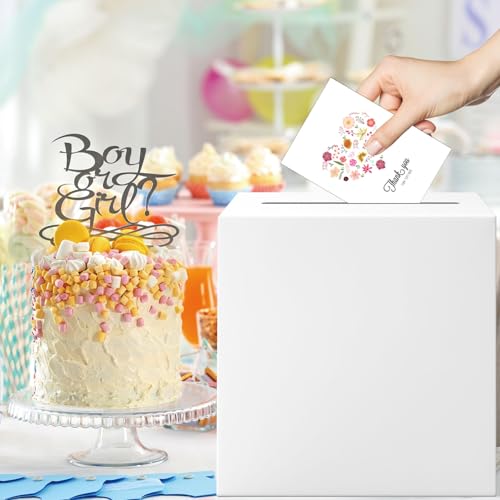 Image of White Card Box Raffle Box Cardboard Receiving Money Box Holder for Graduation, Valentine's Day, Wedding Reception, Baby Showers, Anniversary, Birthday, Party