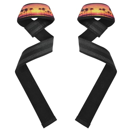 STAYTOP Beautiful Seaside Sunset Wrist Straps for Weightlifting,Lifting Straps with Neoprene Cushioned Wrist Padded and Anti-Skid Silicone for Strength Training,Bodybuilding,Deadlifting