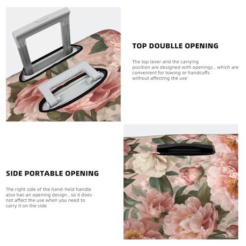 Pastel Pink Peonies Elastic Travel Luggage Covers Dustproof Scratch-Resistant Suitcase Protector Fit 22-24 Inch3