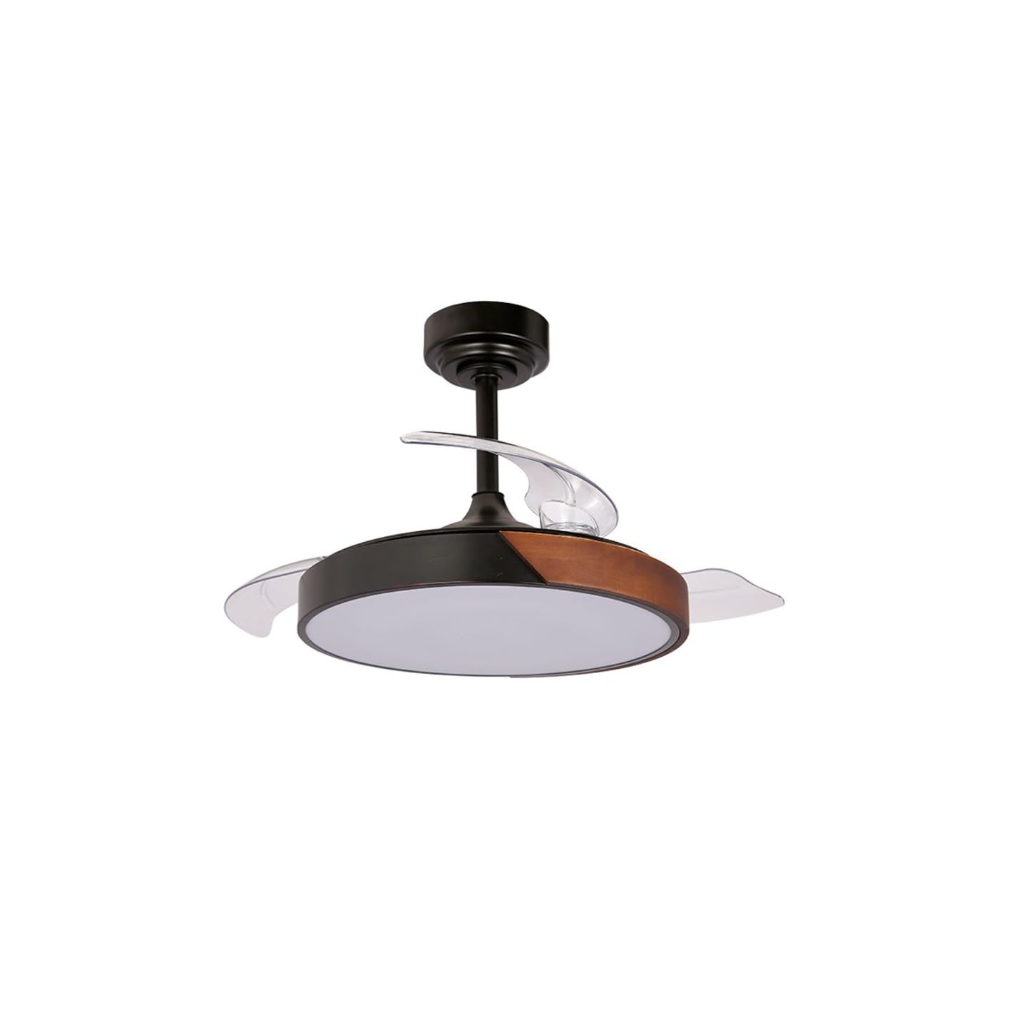 Ventilador de techo taoro negro madera motor DC aspas retractiles 2 tamaños| Lampara ventilador de techo con luz regulable