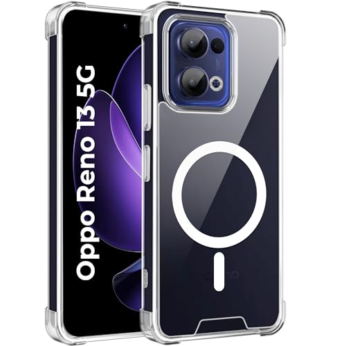 Image of A rtistque Clear Back Cover Case for Oppo Reno 13 5G | Compatible with Mag-Safe | Premium Transparent Cover | Shockproof TPU Bumper | Stylish Protective Design | Oppo Reno 13 Back Cover - Transparent