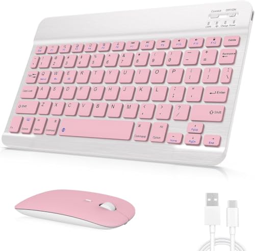Image of Rechargeable Bluetooth Keyboard and Mouse Combo, Universal Ultra-Slim Wireless Keyboard Mouse Set for Android Windows 1Pad 1Phone Samsung Tablet Portable Compact Keyboard Set